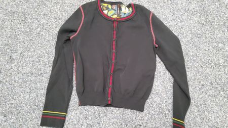 Marc Cain Cardigan schwarz Gr. N4 (36) mit Blumenmuster