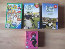 4x Spiel Kinder Familie, Shaun das Schaf, Kuh & Co., Fee