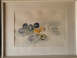 Aquarell Zwetschgen Pflaumen Original