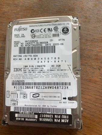 Fujitsu Festplatte für Old Laptop * 80 GB * Model: MHT2080AH