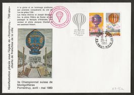 Ballon Schweiz 1983 Pruntrut Durlinsdorf Luftpost