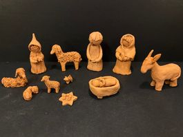 Vintage 11 Krippefiguren aus Ton