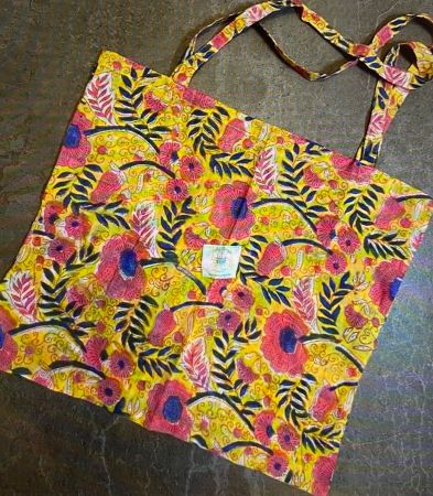LAST CHANCE! Sac100% coton fleuri jaune JOLLY JUNGLE - Neuf