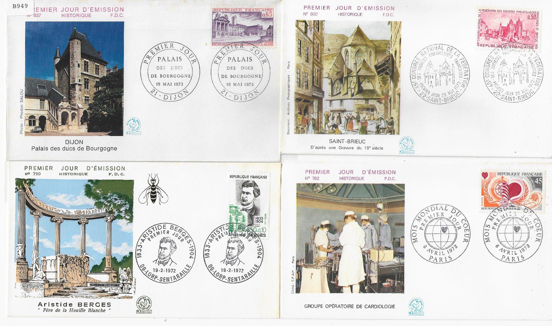 Tutti i francobolli: 4 FDC Frankreich 1972/73 – Nuovo e nell'imballaggio originale da Ettingen venduto da Kartenplanet