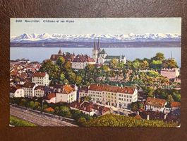 AK Neuenburg - Neuchâtel - Château et les Alpes