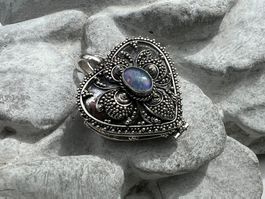 Herz Anhänger kleines Truckli Silber Ornamente mit Opal