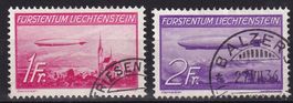 Liechtenstein Serie F14 - F15 Zeppelin über FL gestempelt