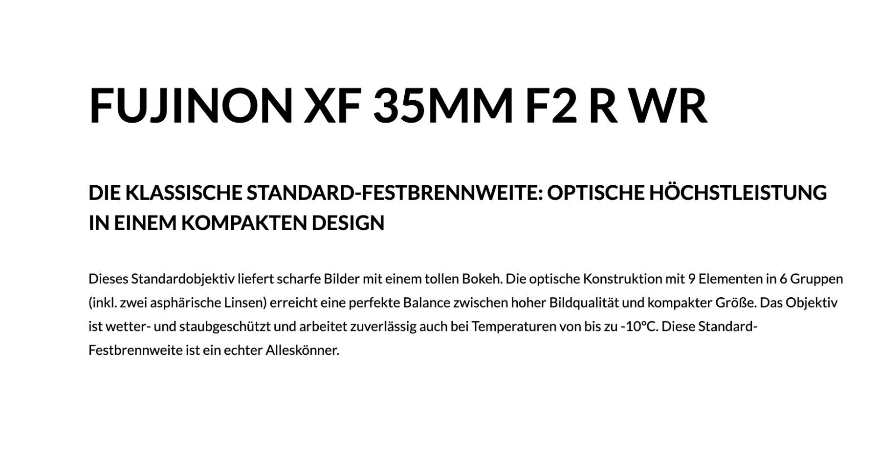 FUJIFILM XF 35mm F2 R WR Fuji Objektiv 35 mm f/2 (D'occasion) à Emmen ...