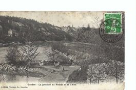 Genf, Zusammenflus Rhone Arve 1909, Jonction , frankiert