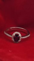 Exklusiver Halo-Ring 750er Weissgold mit Rubin & Diamanten 
