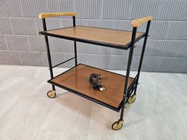 1960 Walette Art-Deco Trolley Servierwagen mit Wärmeplatte