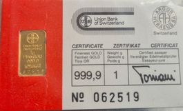 Goldbarren 1g  Gold UBS Vintage ab 1.-