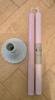 Lot NEUF de bougies droites roses pastels + 1 bougeoir neuf