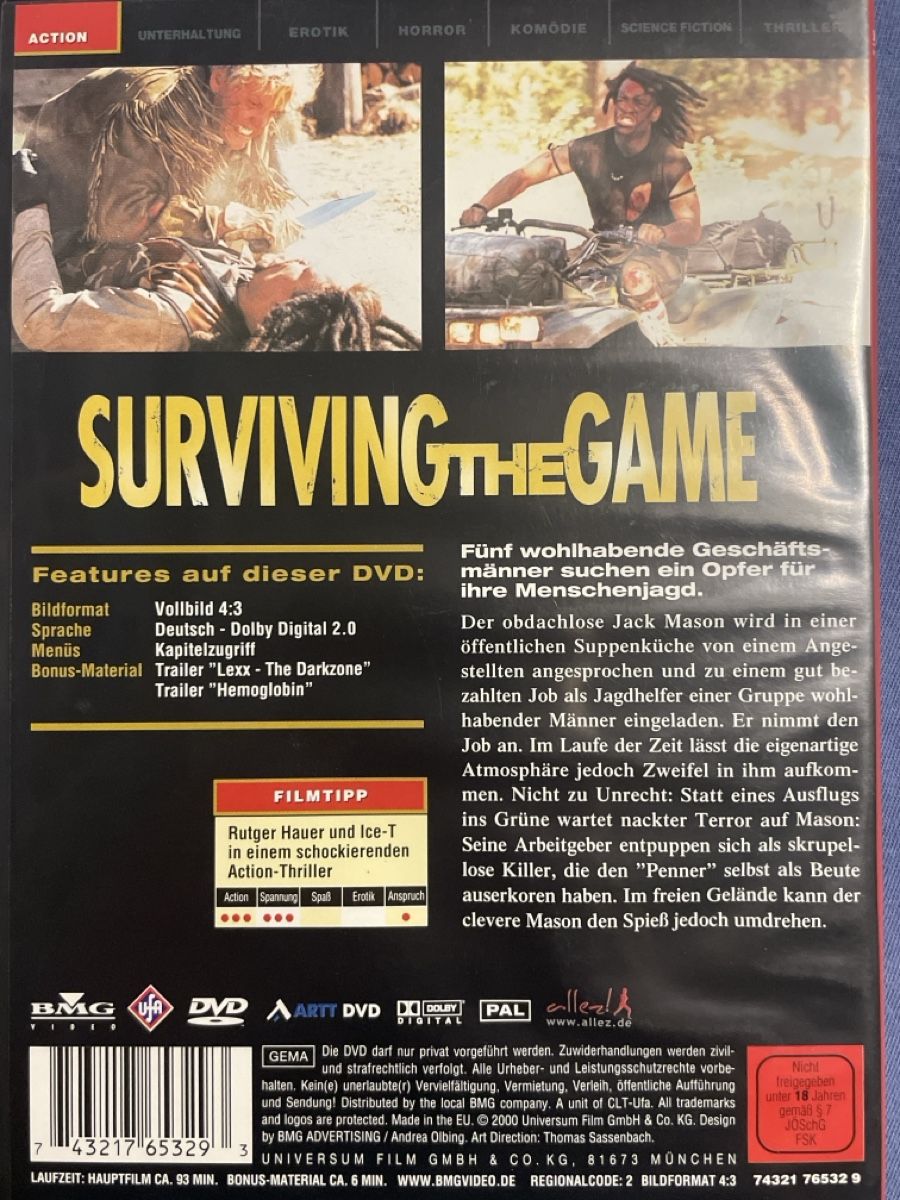 Alle DVDs: Surviving the Game  (1994) – Gebraucht aus Waldenburg von Mimily33 1