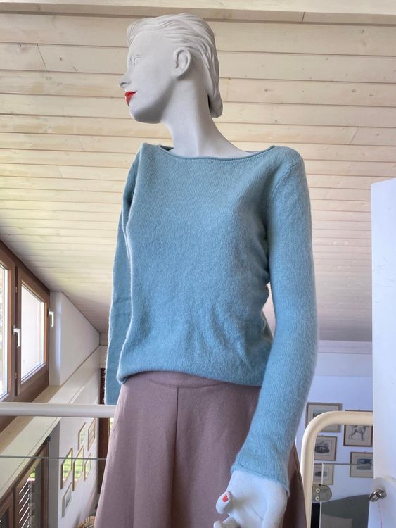 Cashmere Damen Hallhuber Kaschmir Pullover Blau 45% Kaschmir