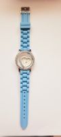 Damenuhr mit Strass und Silikonarmband, Hellblau