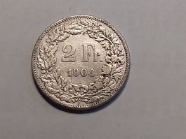 2 Franken Silbermünze Jg.1904