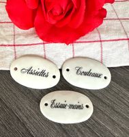 3 Porzellan Schilder antik, Assiettes, Couteaux, Essui-Mains