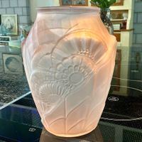 ART DECO VASE SATIN KRISTALLGLAS HELLROSA FRANCE 1930, H-16C