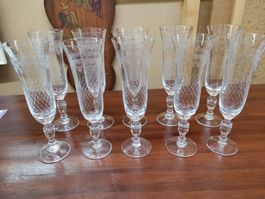 Sektgläser Handgeschliffen Kristallglas antik