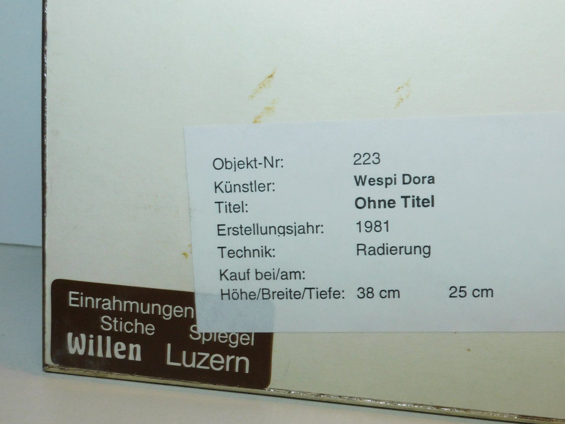 Gemälde: Sammlung Schweizer Künstler Radierung - Wespi Dora – Gebraucht aus Sursee von 76 3