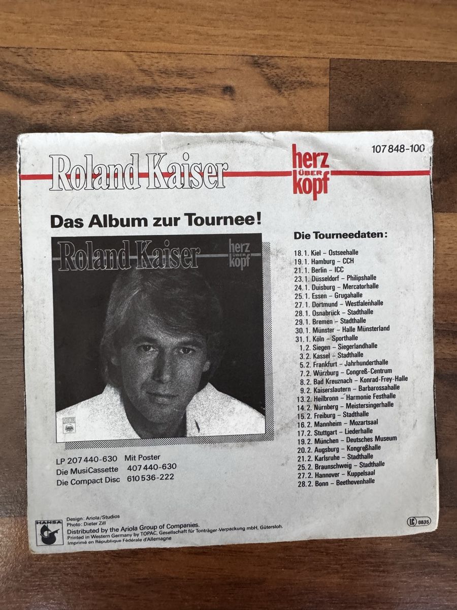 Dischi in vinile: Roland Kaiser - Amore Amore - 7" Single - Schlager – Usato da Rorbas venduto da BlackstarRecords 1