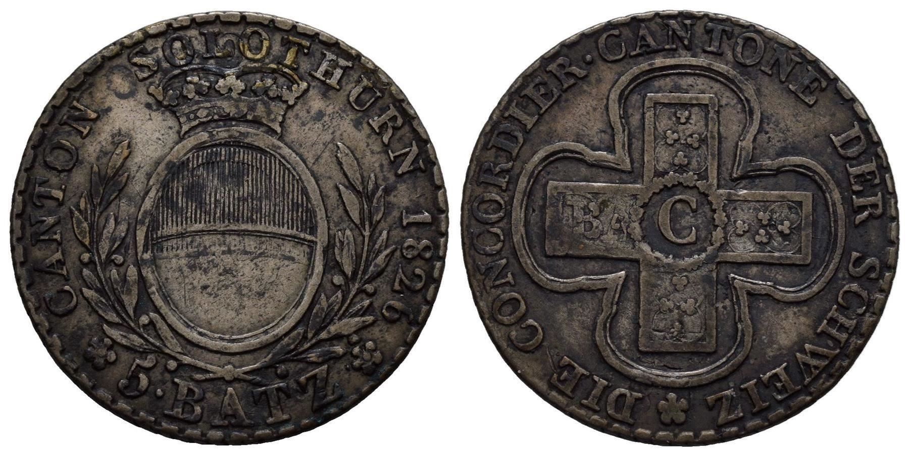 Tutti le monete: Solothurn 5 Batzen 1826  /2004 – Usato da Trimbach venduto da Solothurn1