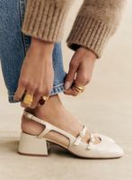 Sézane Paula Babies, White Leather Summer Shoes, Size 39