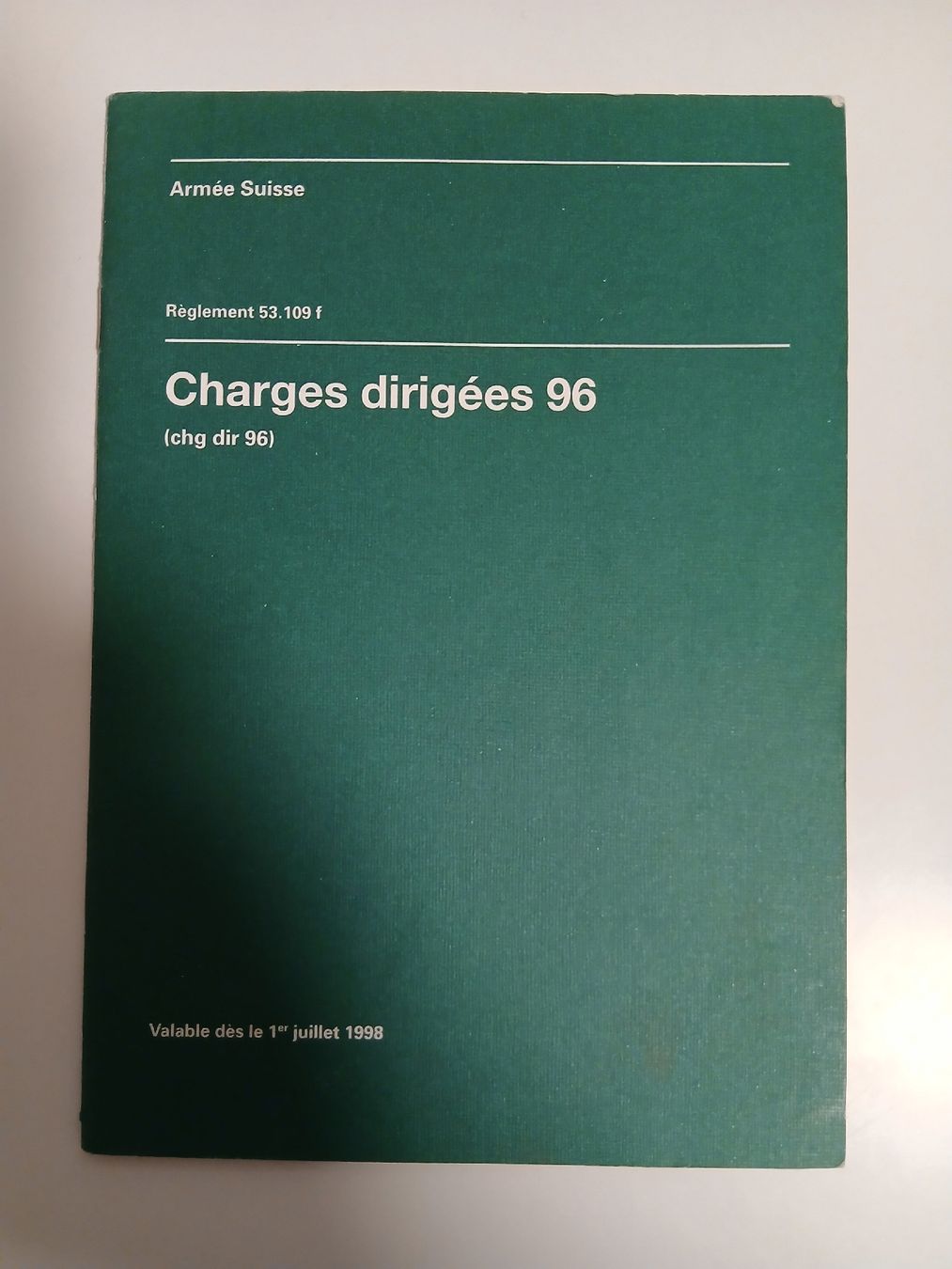 Libri: Manuel Armée Suisse, chg dir 96, 1998 – Usato da Belfaux venduto da frifri500