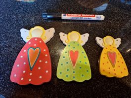 3 Engel Dekoration verschiedene Farben
