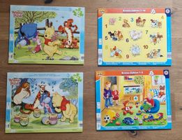 4x Puzzle: Winnie Pooh + erstes Zählen, Top Zustand!