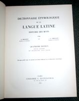 Dictionnaire Etymologique de la Langue Latine Histoire 1959