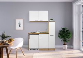 675 Miniküche Küchenzeile 130cm E/WEISS - Küche Einbauküche