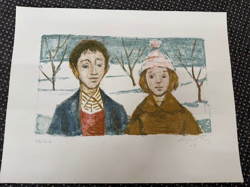 Grafica & Litografie: Die 2 Kinder handsigniert August Frey    (ID b4936 – Usato da Gelterfingen venduto da art-and-more 1
