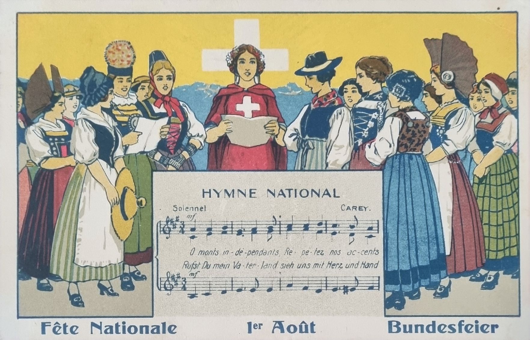 Ansichtskarten: CH Hymne National / Bundesfeier – Gebraucht aus Affoltern am Albis von