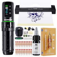 Tattoo Maschine Set Kabellos 2000mAh mit Stencil Drucker