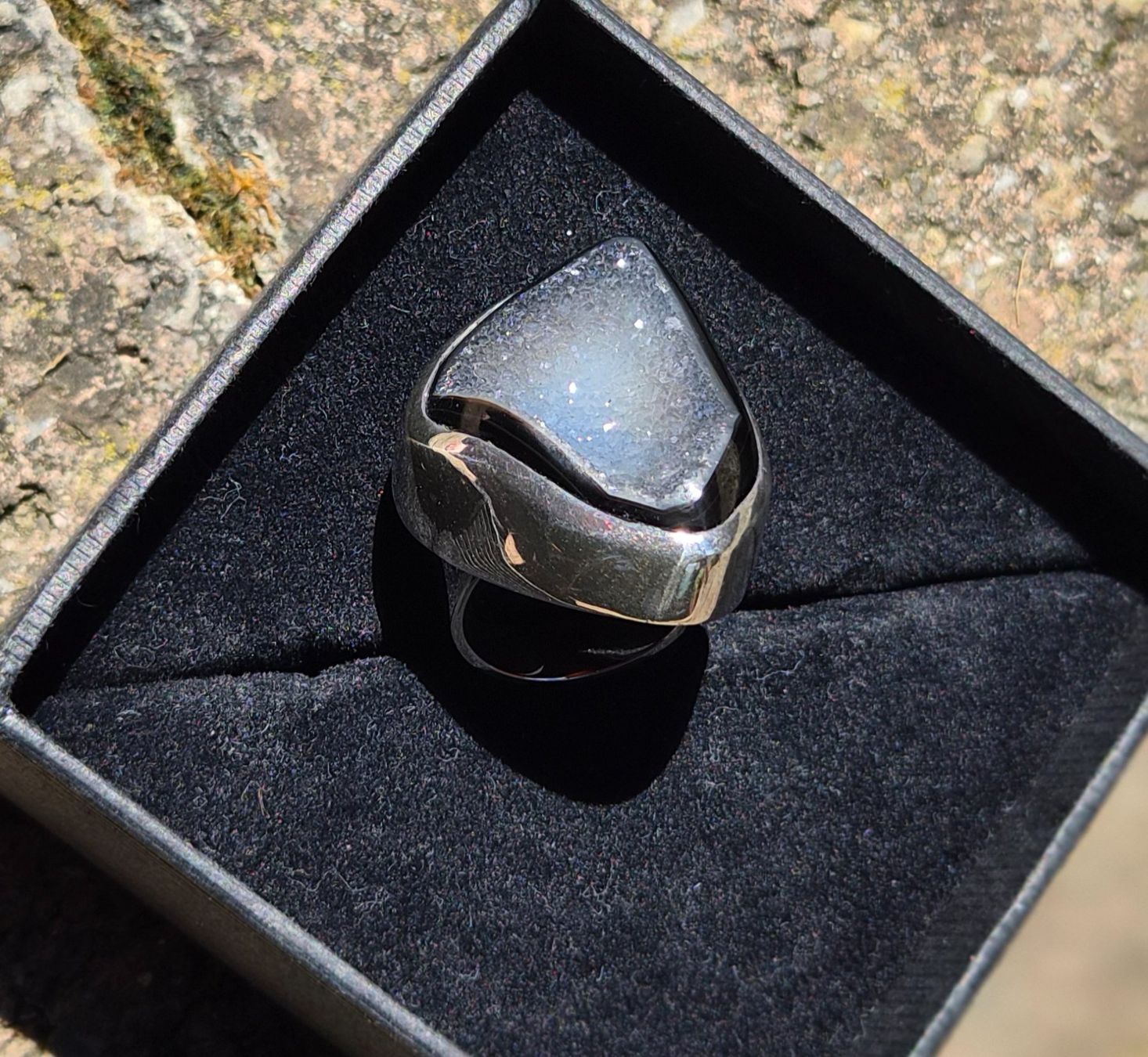 Anelli: Fingerring silber mit natürlicher Achatdruse – Usato da Gams venduto da kat_lg5l 1