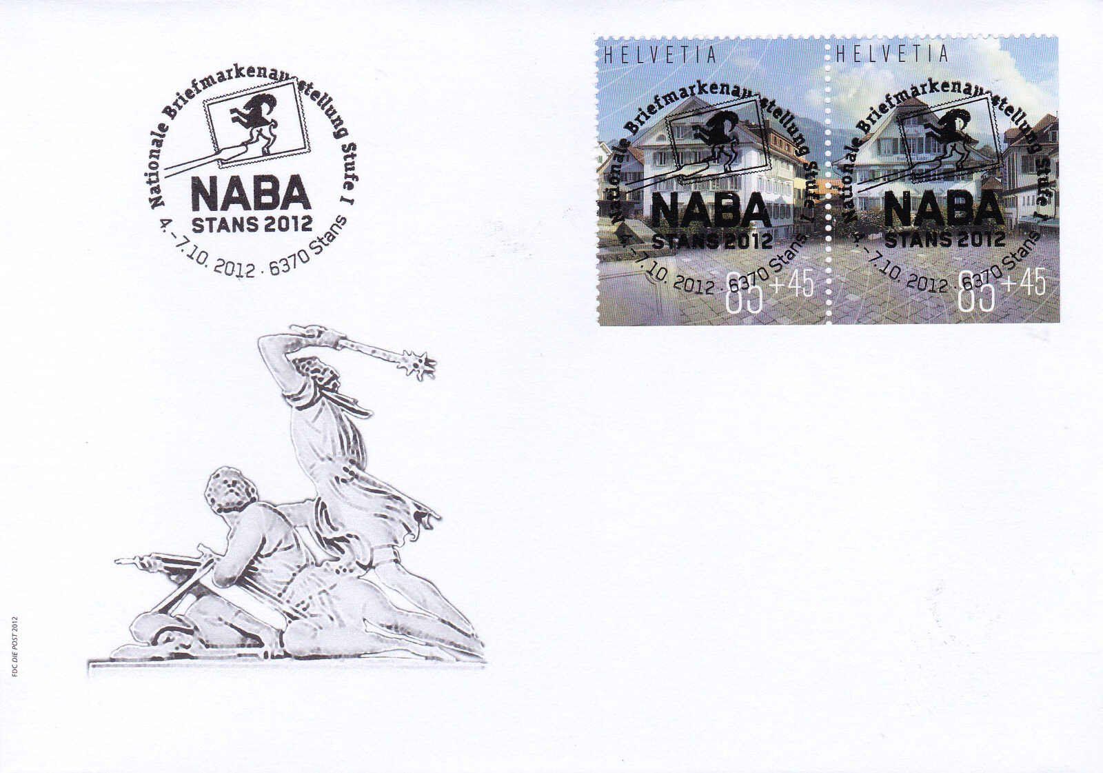 Tutti i francobolli: 2012, NABA Stans, Blockausschnitte auf 2 illustr. Blanko-FDC – Usato da Wenslingen venduto da riger11 1
