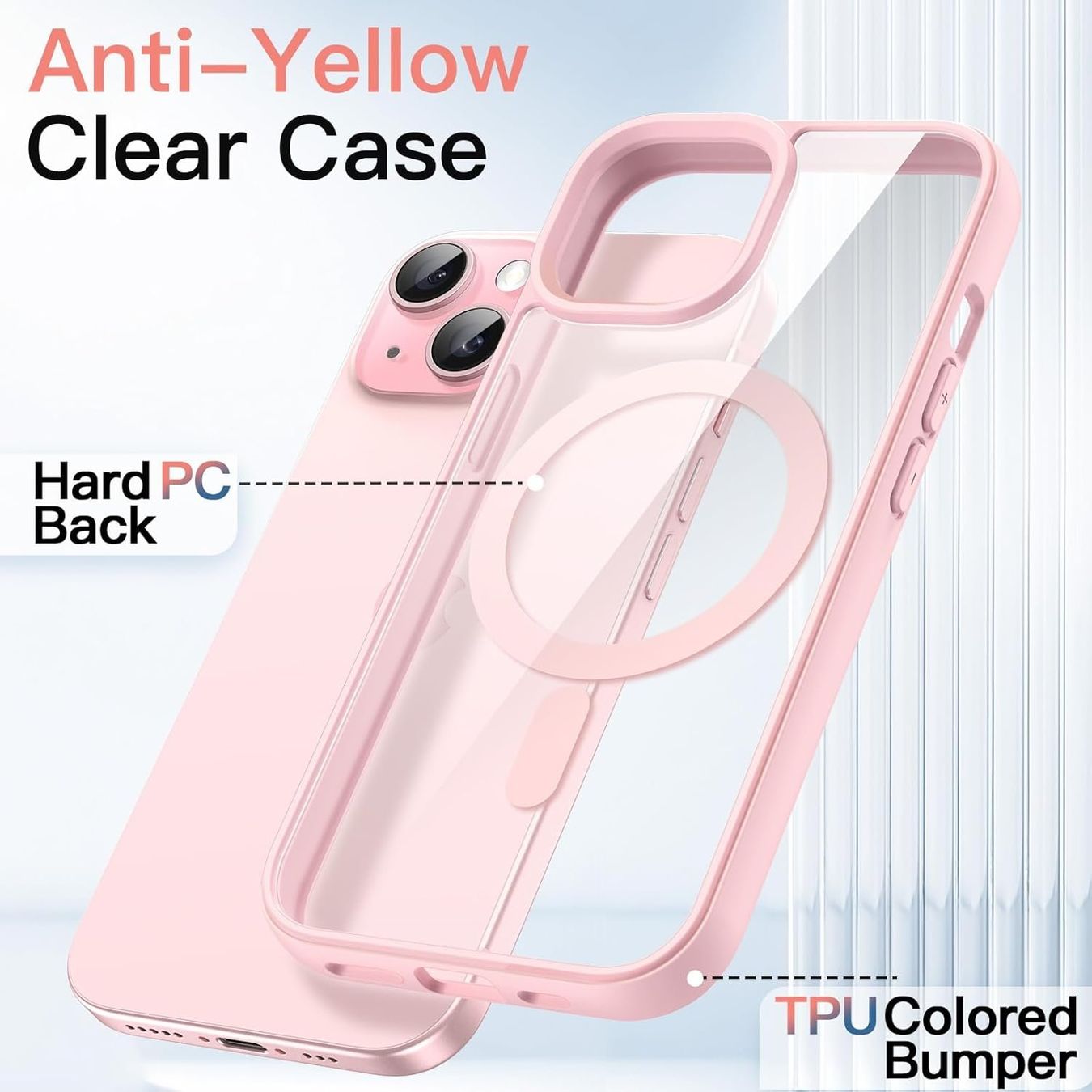 Apple Cover & Protezioni schermo: iPhone 15 Huelle Transparent Rosa mit MagSafe Ring – Usato da Meilen venduto da Zen25