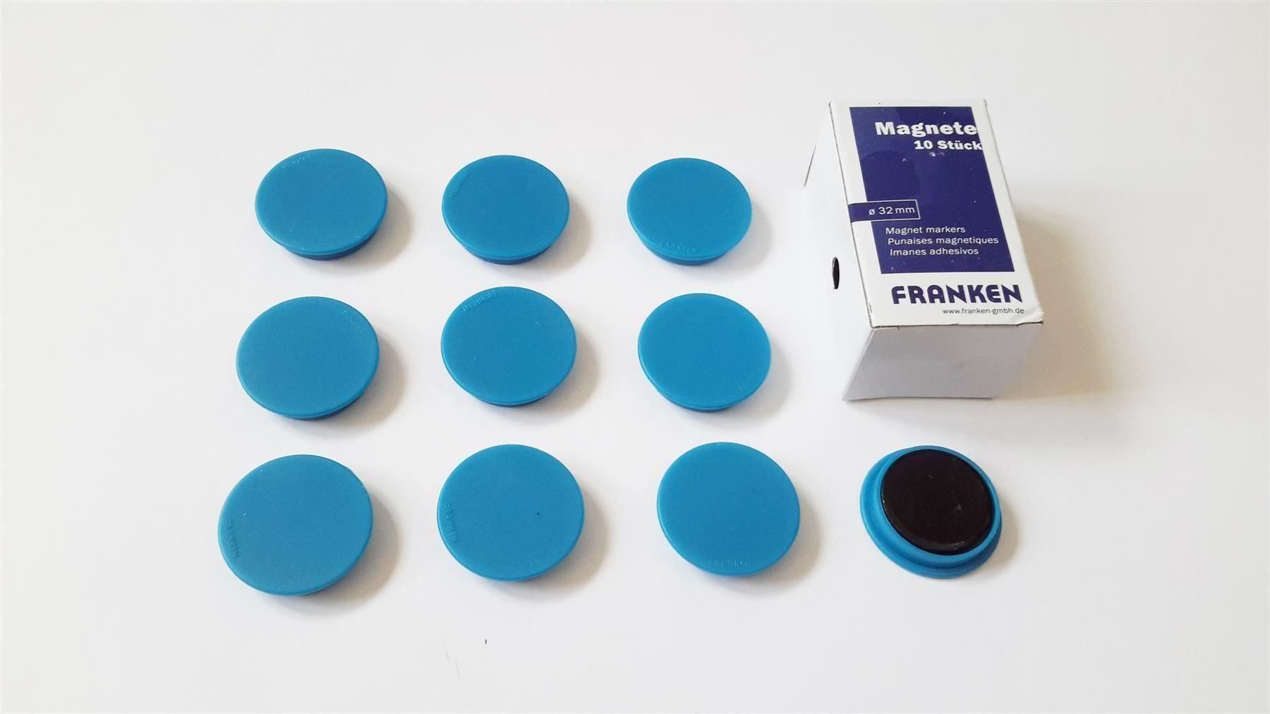 Magnete: Magnete 10 Stück, 32 mm, hellblau – Neu und originalverpackt aus St. Gallen von cointec 1