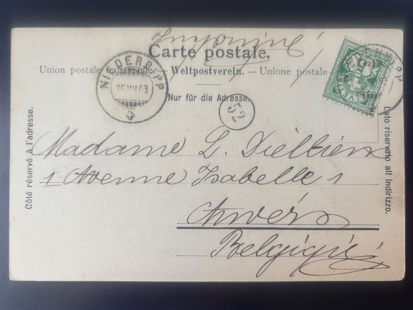 Cartoline postali: CPA Berne - Bubenbergplatz - circulée - 15.07.1903 – Usato da Bulle venduto da Claude1630 1