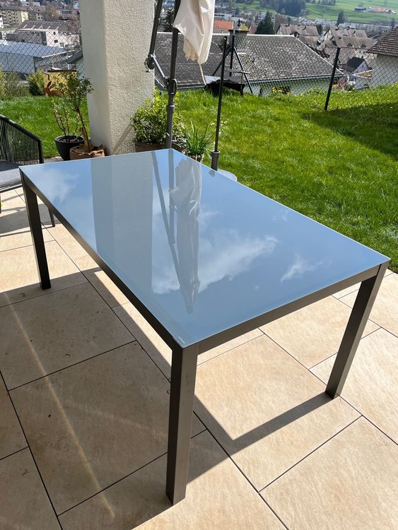 Gartentisch anthrazit mit Glasplatte Kaufen auf Ricardo