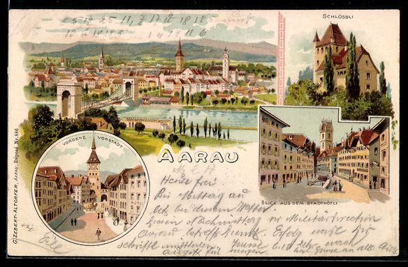 Ansichtskarten: Litho Aarau, Schlössli, Vordere Vorstad – Gebraucht aus Berlin von bartko-reher