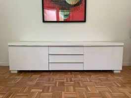 TV-Bank, Hochglanz weiß, 180x41x49 cm