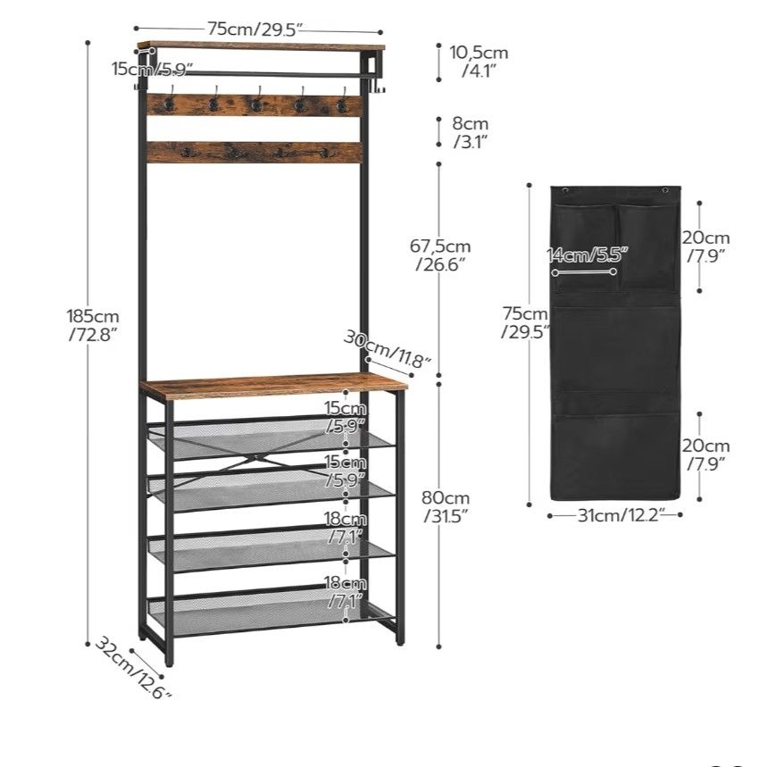 Scaffali: Hallway Shelf with Hooks and Shoe Rack – Usato da Zürich venduto da Adrek 1