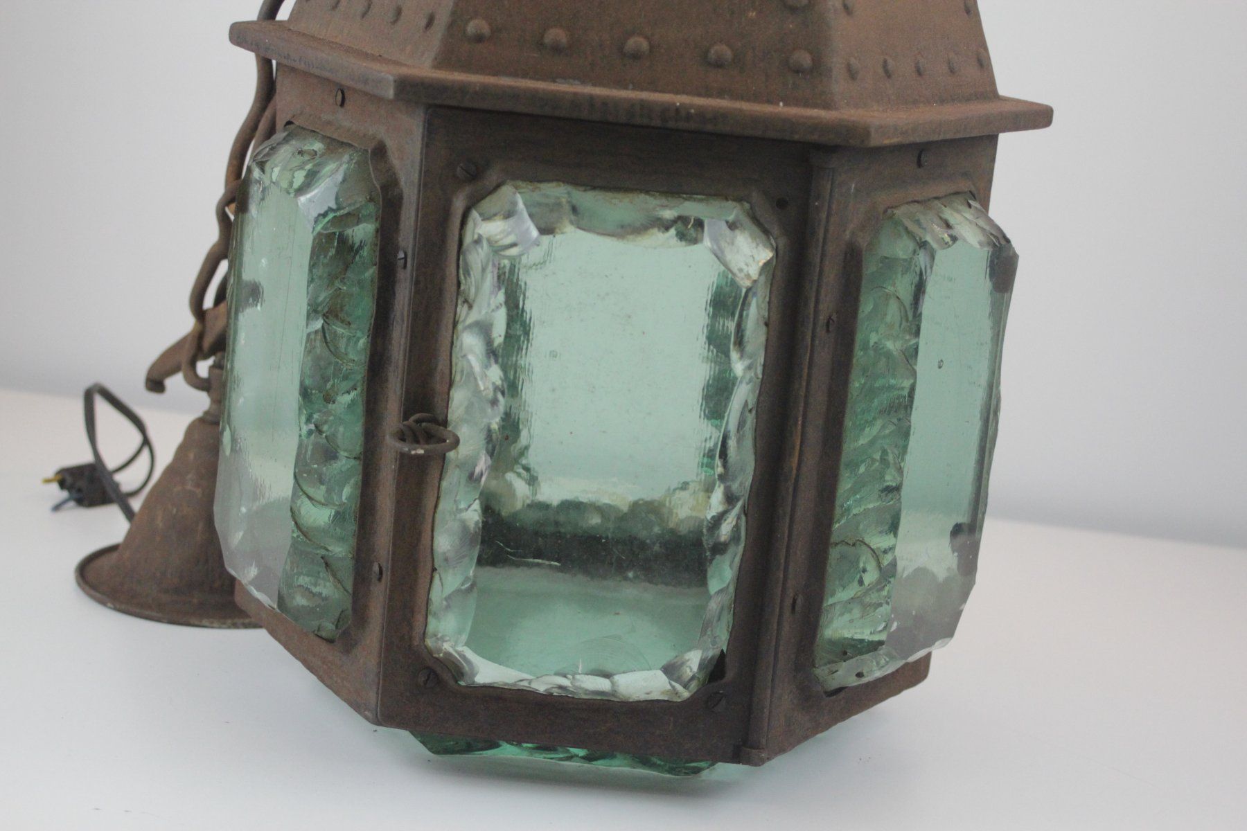 Lampadari & plafoniere: Rustikale Vintage Hängelampe mit Dickglas – Usato da Basel venduto da IRMAundFRED 2
