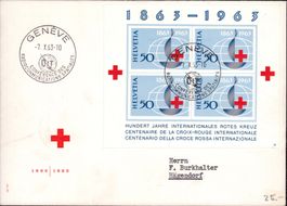 1963 FDC 100 Jahre Rotes Kreuz gelaufen