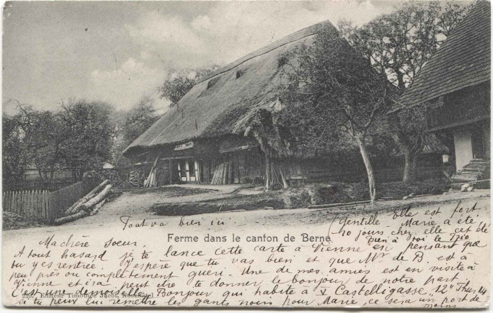 Cartoline postali: LANDWIRTSCHAFT/STROHDACHHAUS 1902 Bern – Usato da Wil SG venduto da Clanx