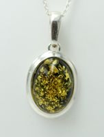 grüner Bernstein Design Anhänger 925 Silber aus Litauen
