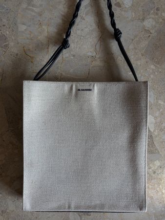 JIL SANDER TANGLE BAG CANVAS BEIGE